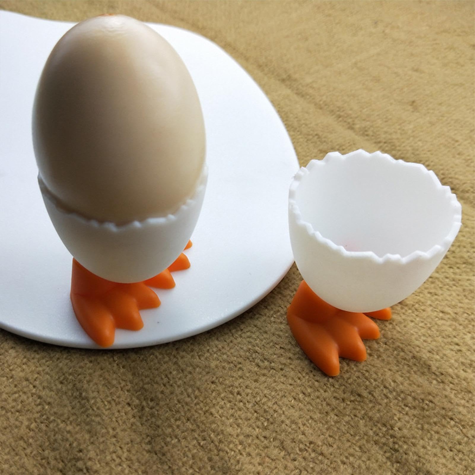 Lot De 4 Coquetiers En Plastique Blanc - Support Pour œuf à La Coque - Réutilisables Et Empilables - Pour Petit-déjeuner, Brunch - 6
