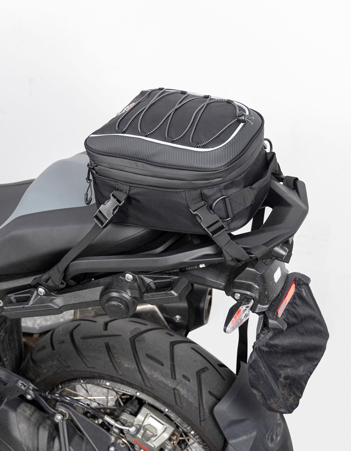 KEMIMOTO Motorcycle Tail Bag, Dual Use Motorcycle Rear Seat Bag with Waterproof Rain Cover, 7-14L Expandable Motorbike Small Bag Luggage Storage Backpack with 6 straps & 1 shoulder strap : Automotive