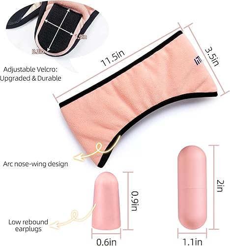 Miniatura 4 de Máscara para dormir, máscara de ojos para dormir con cabezas ajustable, tela de felpa para hombres y mujeres, máscara de oreja 2 en 1 y máscara de
