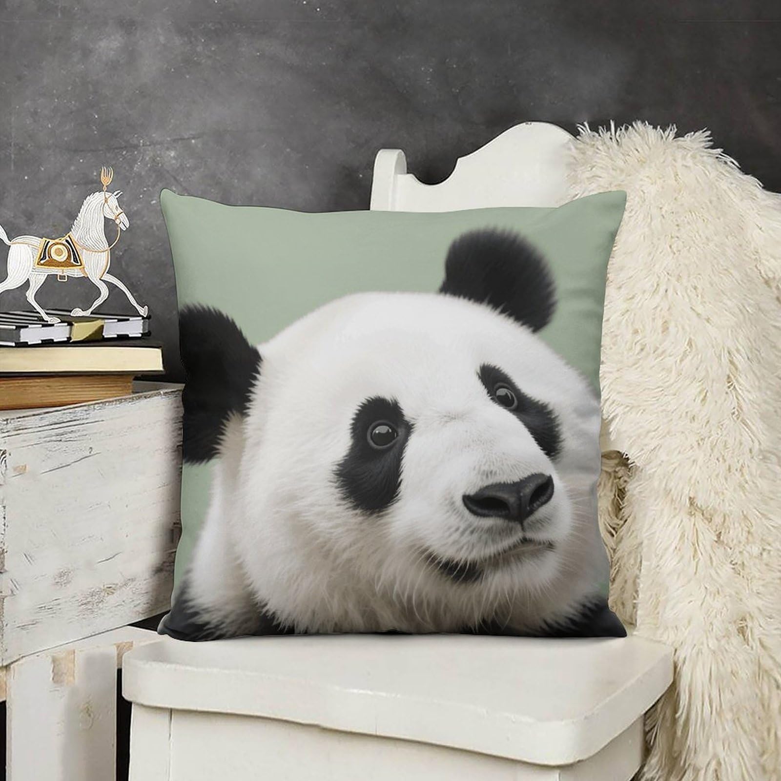 FodPand Boho Farmhouse Black and White Panda Pillow Covers with Hidden Zipper 24x24 Soft Plush Cushion Cover Decorative Throw Pillow Cases for Couch Bed Sofa Living Room Indoor Outdoor Home Decor