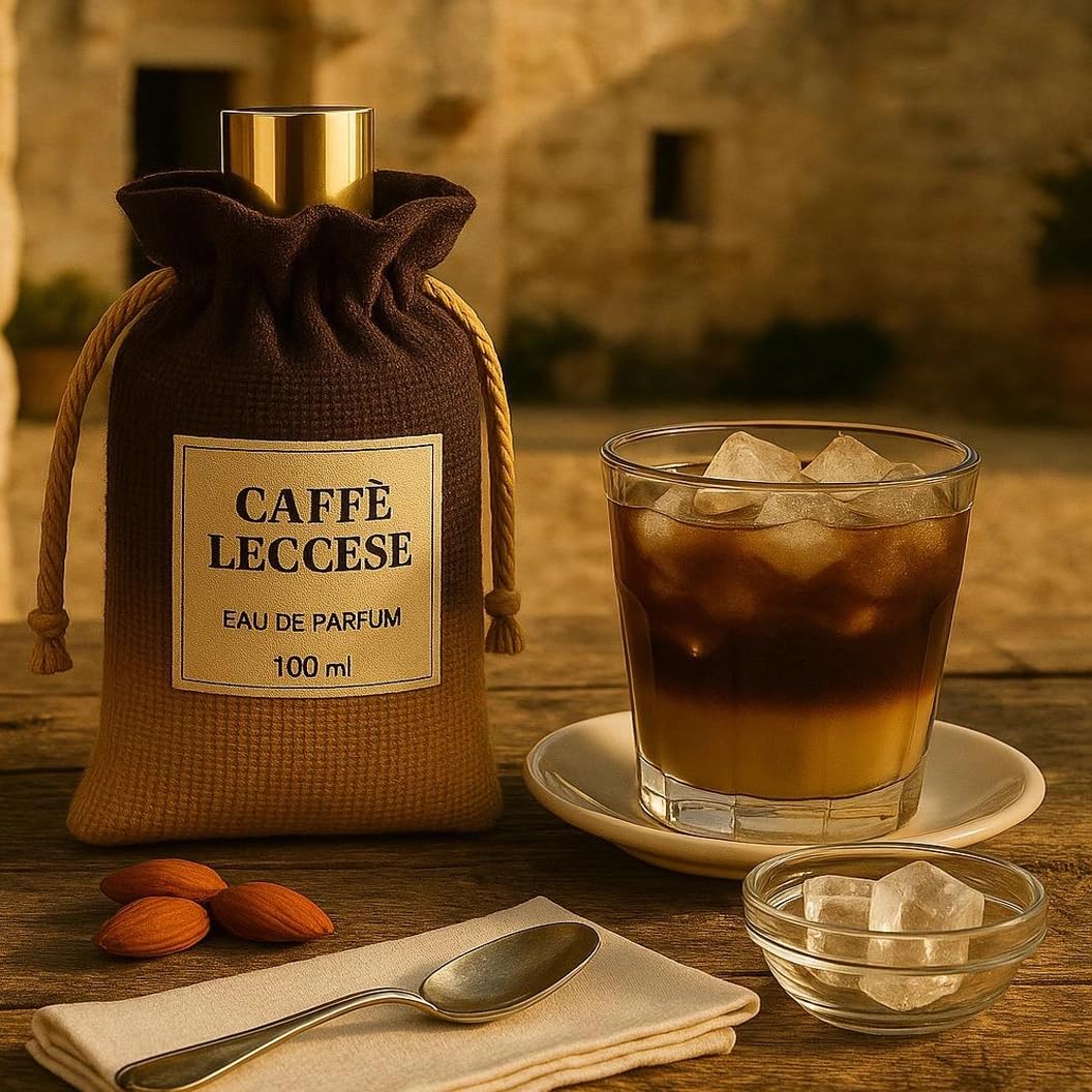 Profumo Caffè Leccese, Fragranza Unisex, Eau de Parfum, 100ML, Aroma Mandorla e Caffe, Made in Italy, Gold Collection, Il Signore dei Profumi, Caffè del Salento e Puglia