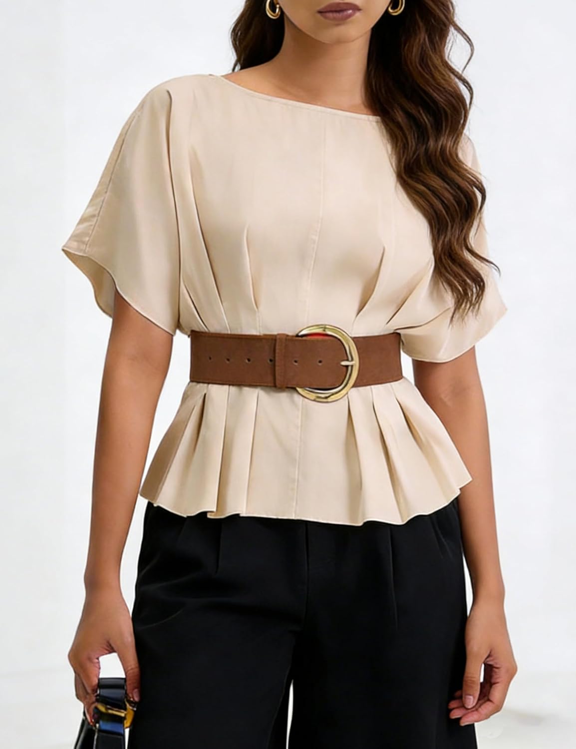 Zhiyouni Women's Summer Peplum Tops Short Sleeves Crewneck Dressy Casuak Babydoll T-Shirt Blouse - Image 6