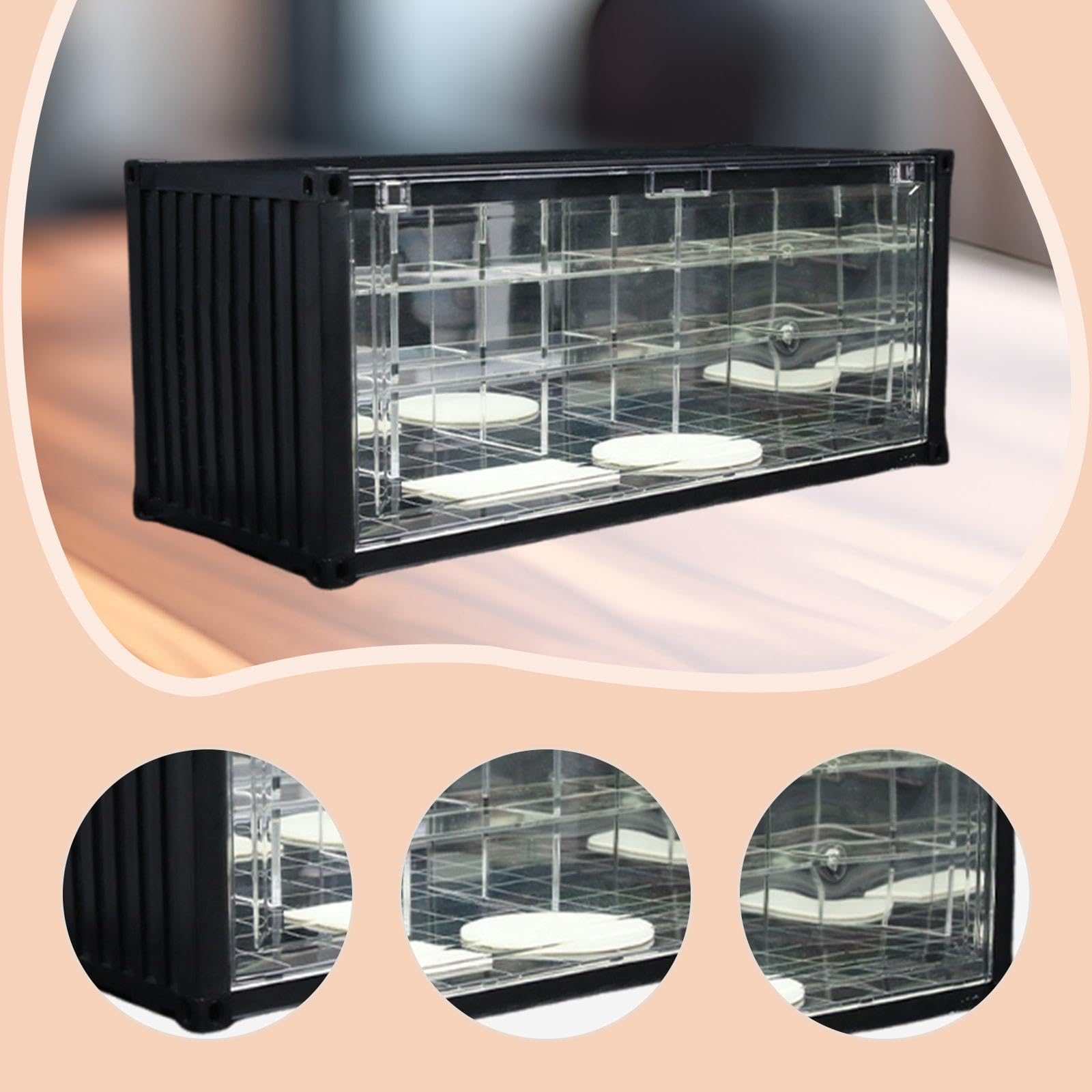 Vitrina Expositora Coche Escala 1/64 con Luz - Estructura PP Robusta, 38.7x16x16.5cm, Decoración Escritorio Coleccionables