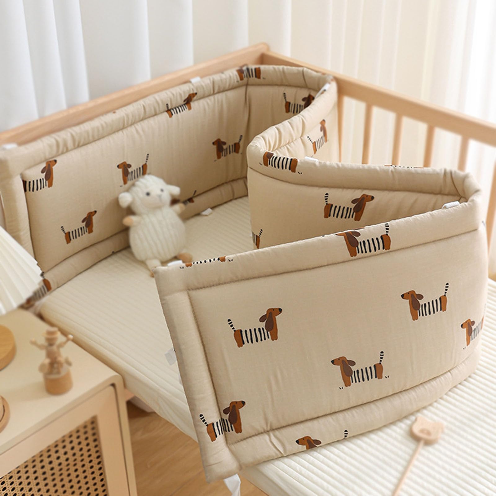 JORCEDI Soft Breathable Padded Bed Rail Cushion Set, Decorative Headboard Padding for Infant Cot and Toddler Bed, Stylish Bedroom Decor Cushion for Kids (A,240cm)