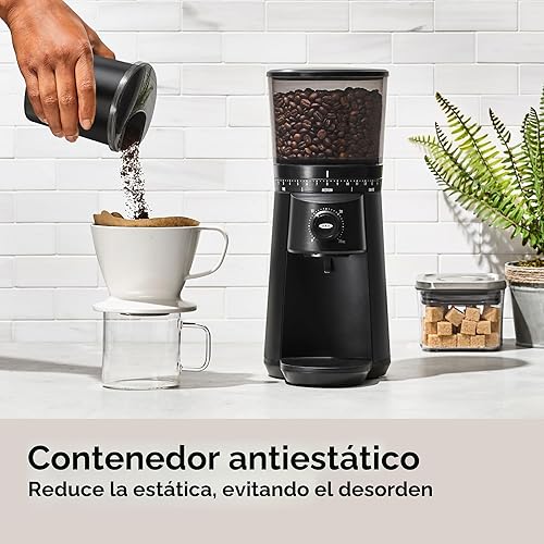 Miniatura 4 de OXO Molinillo cónico de rebabas de cerveza - negro mate, rebabas de acero inoxidable, molienda inteligente automática de un solo toque