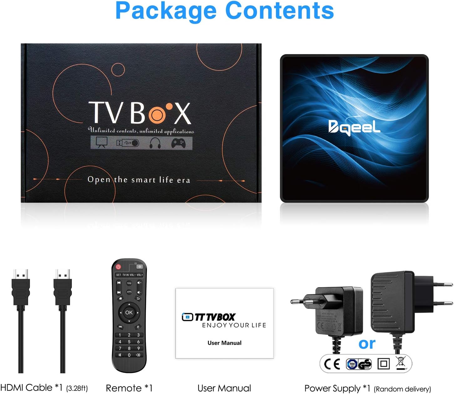 Contents of the Bqeel R2 Max TV Box package