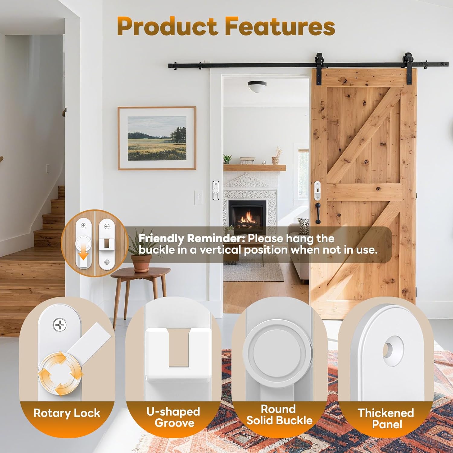 Barn Door Locks, 90/180 Degree Right Angle Flip Gate Latch Fit for Bedroom, Garden, Cabinet - Sturdy and Secure Sliding Barn Door Lock (White-4 Pcs)