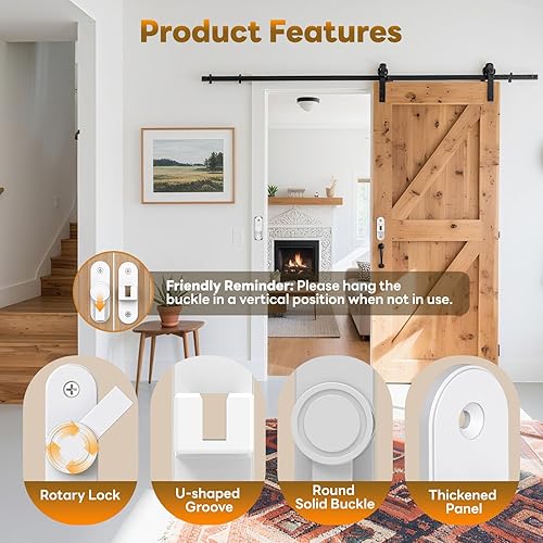 Miniatura 6 de Cerraduras de puerta de granero, cierre de puerta abatible de ángulo recto de 90/180 grados para dormitorio, jardín, gabinete
