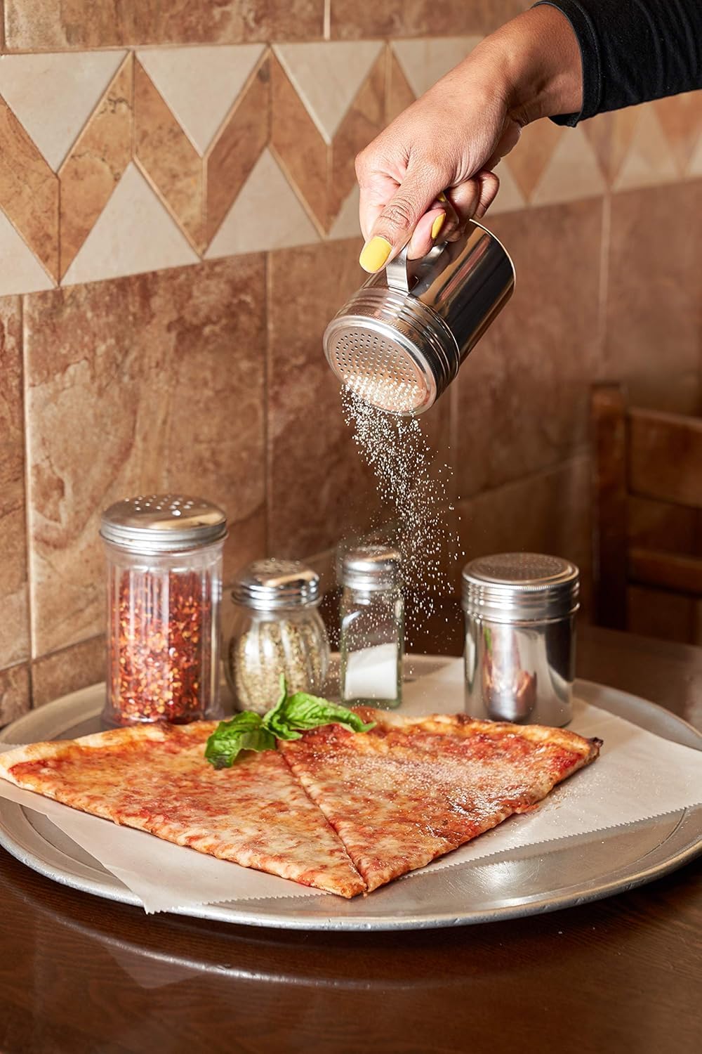 Stainless Steel Versatile Dredge Shaker Set with Handles 10 Ounce - Salt, Pepper, Sugar, Condiments, Oregano, Spices Shaker for Restaurants, Baking, Cooking by EcoQuality (10oz) (1)