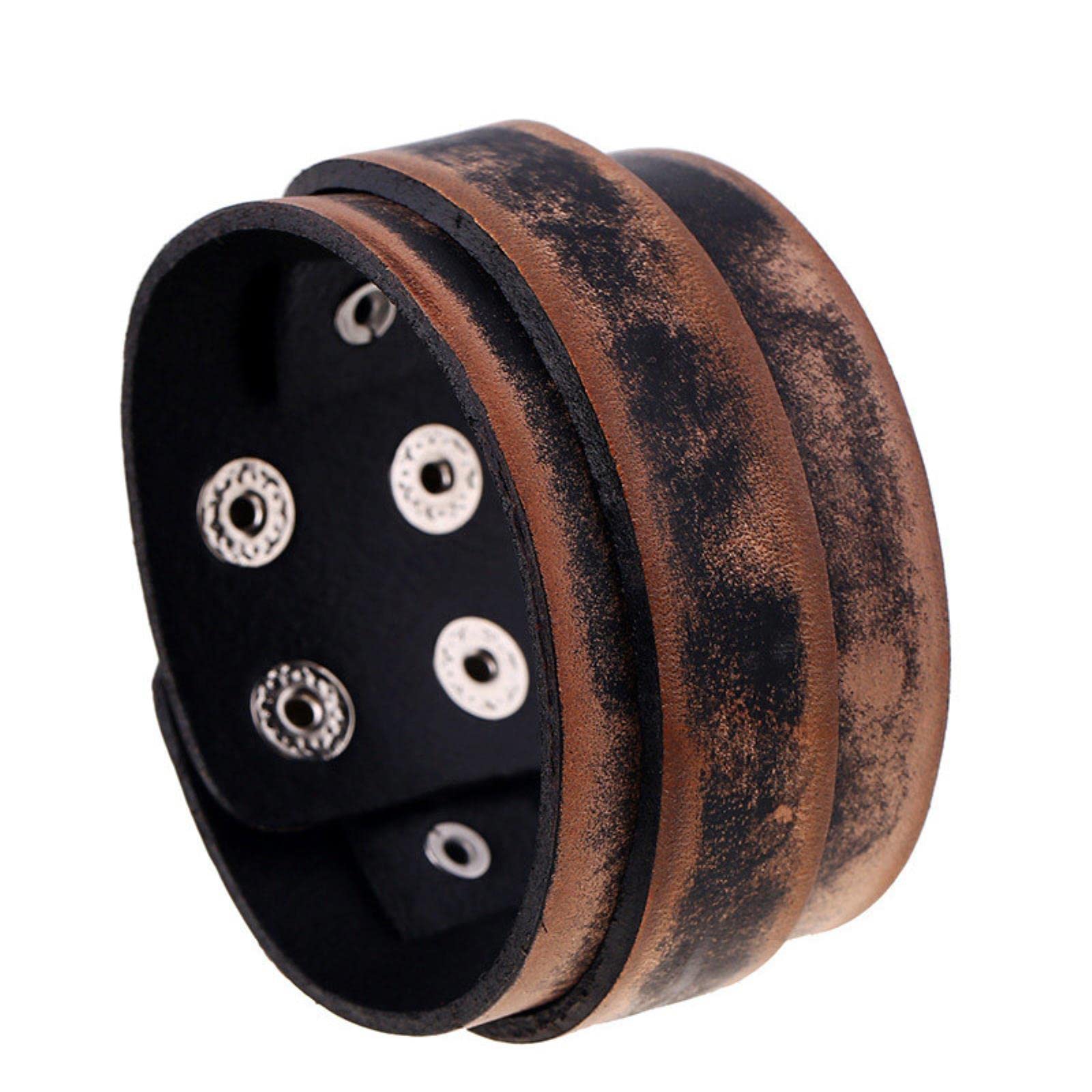 LYGXWJFC Nuevas Pulseras Trenzadas Vintage de Cuero Genuino, brazaletes Punk Marrones, brazaletes para Hombres, joyería