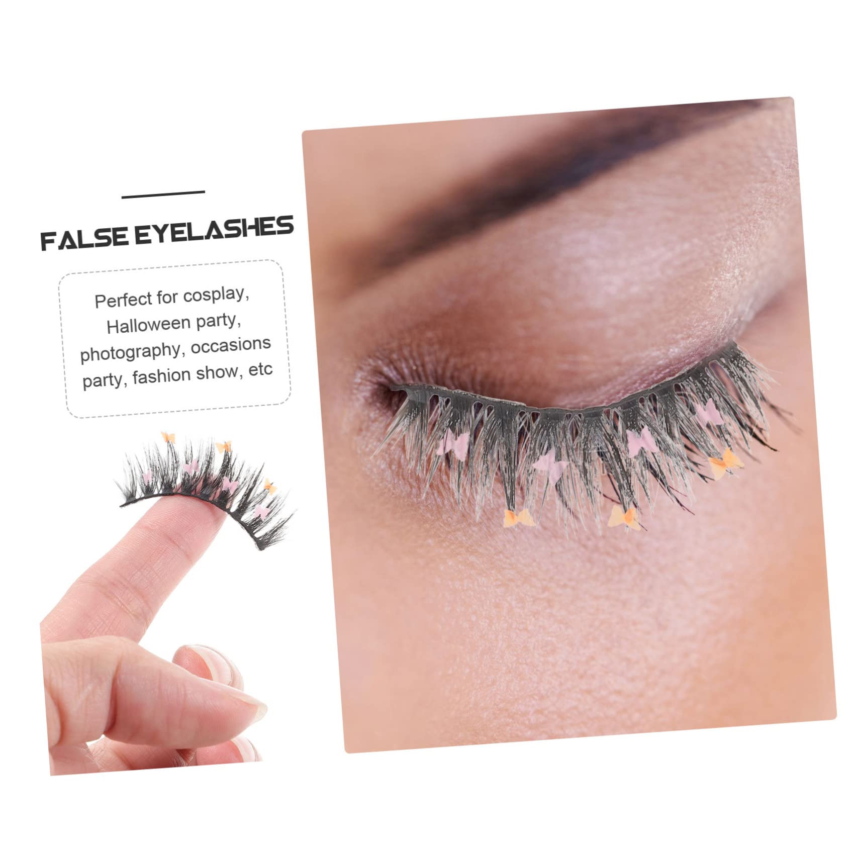 Healeved 8pares Glitter Eyelashes with Butterflies Sequins for Parties and Festivals Dramatic False Lashes