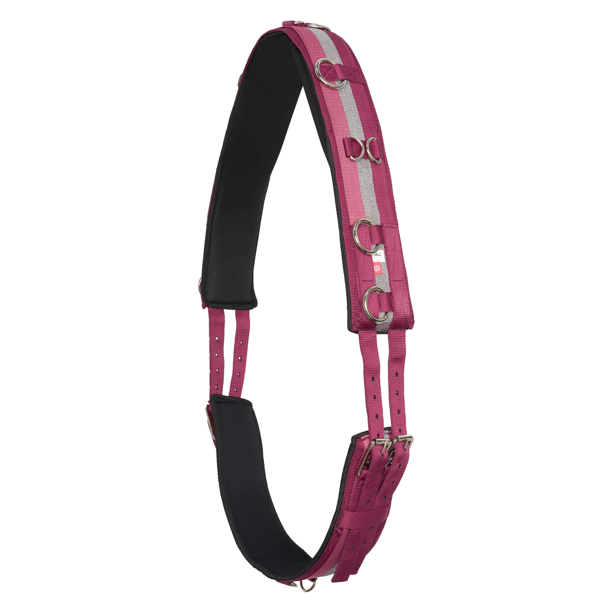 Imperial Riding IRH Deluxe Lunging Belt Polyester with Neoprene Lining and Metal Rings Rose Bordeaux Silver Cob โ image 1