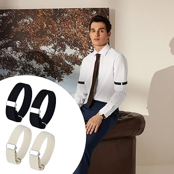 2-Pair Sleeve Holder Shirt Sleeve Fixation Anti-Slip Shirt Sleeve Holder Sleeve Brapper Women and Men Elastic Sleeve Holder for Women and Men Shirt Sleeve Holder with Non-Slip Clip Clips