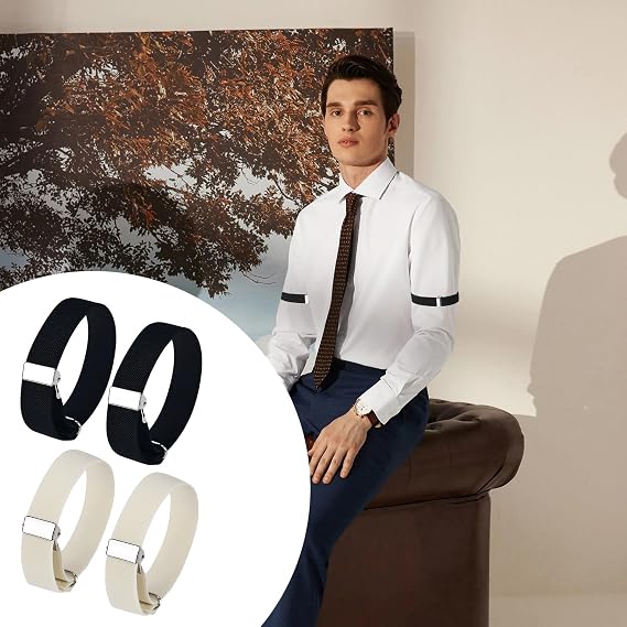 2-Pair Sleeve Holder Shirt Sleeve Fixation Anti-Slip Shirt Sleeve Holder Sleeve Brapper Women and Men Elastic Sleeve Holder for Women and Men Shirt Sleeve Holder with Non-Slip Clip Clips