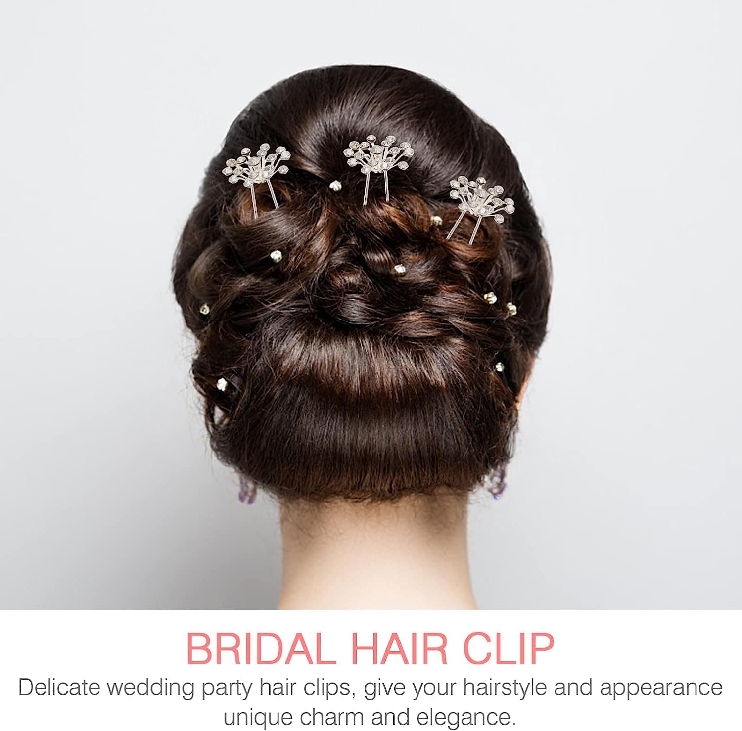 Fermagli for capelli for donna ， 40 pezzi Copricapo con strass Elegante forchetta for capelli Accessorio for spilla da sposa Ragazze Perle Chic Updo Chignon Gypsophila Damigelle d'onore Fiore Clip flo