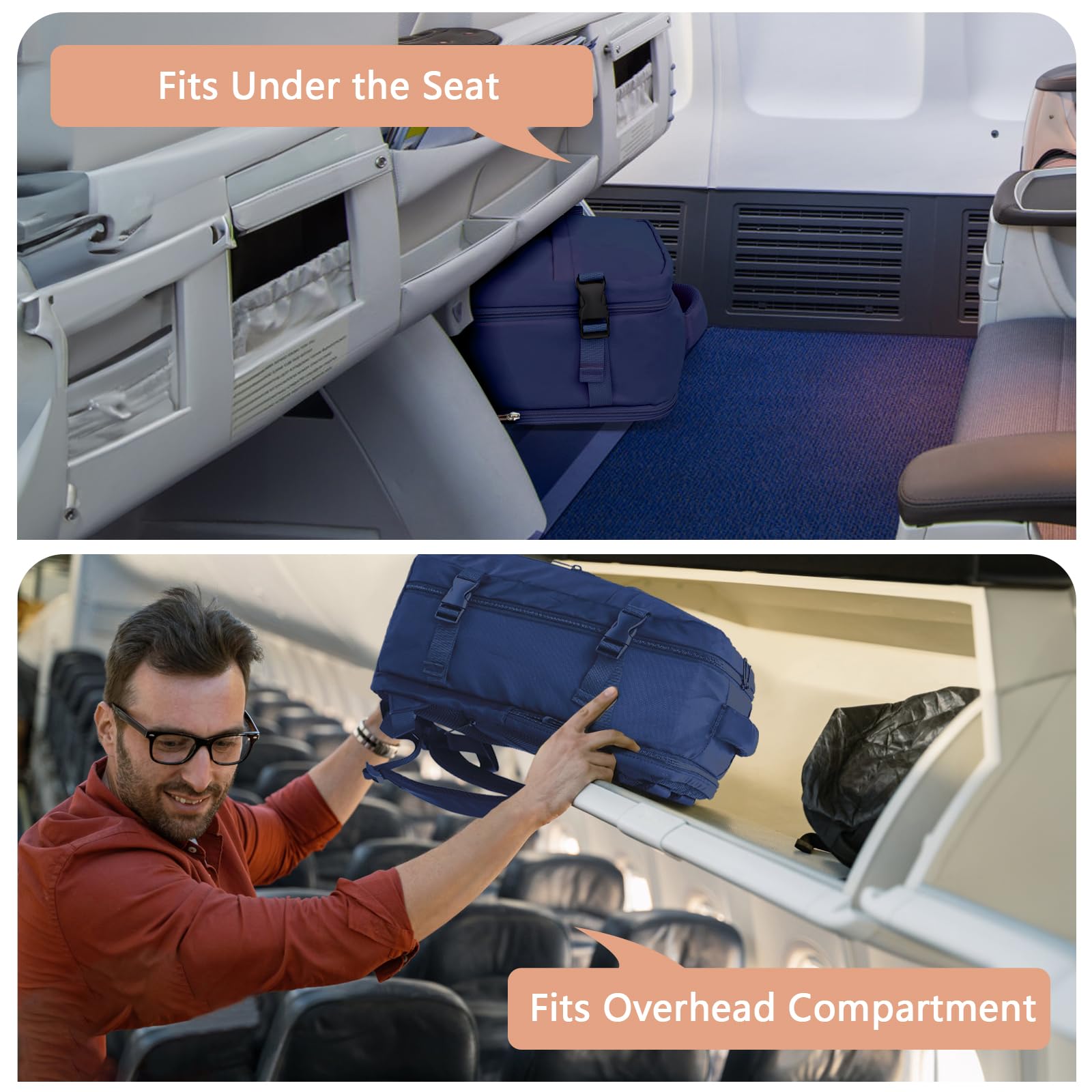 KIRFEIHT Bagaglio a Mano 40x20x25 per Ryanair Zaino da Viaggio Aereo Piccolo - Zaino da Viaggio a Cabina Piccola, Zaini Universali per Uomo e Donna per Scuola Trekking Lavoro - Blu Scuro