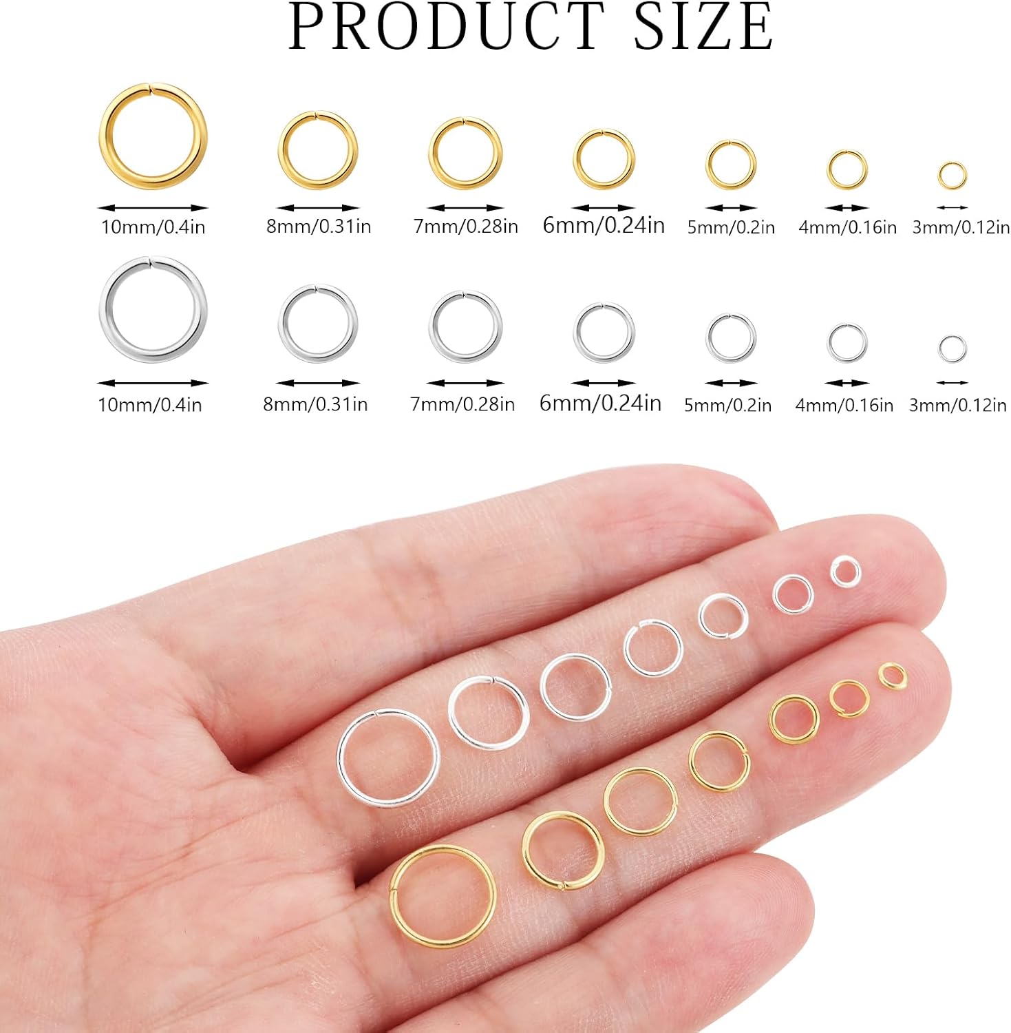 1000 Pcs 5mm Open Jump Rings Gold Plated Jump Rings for Jewelry Making Single Ring Bulk for DIY Craft Earring Necklace Bracelet Pendant Choker Jewelry Making Findings and Key Ring Chain (Gold, 5mm)