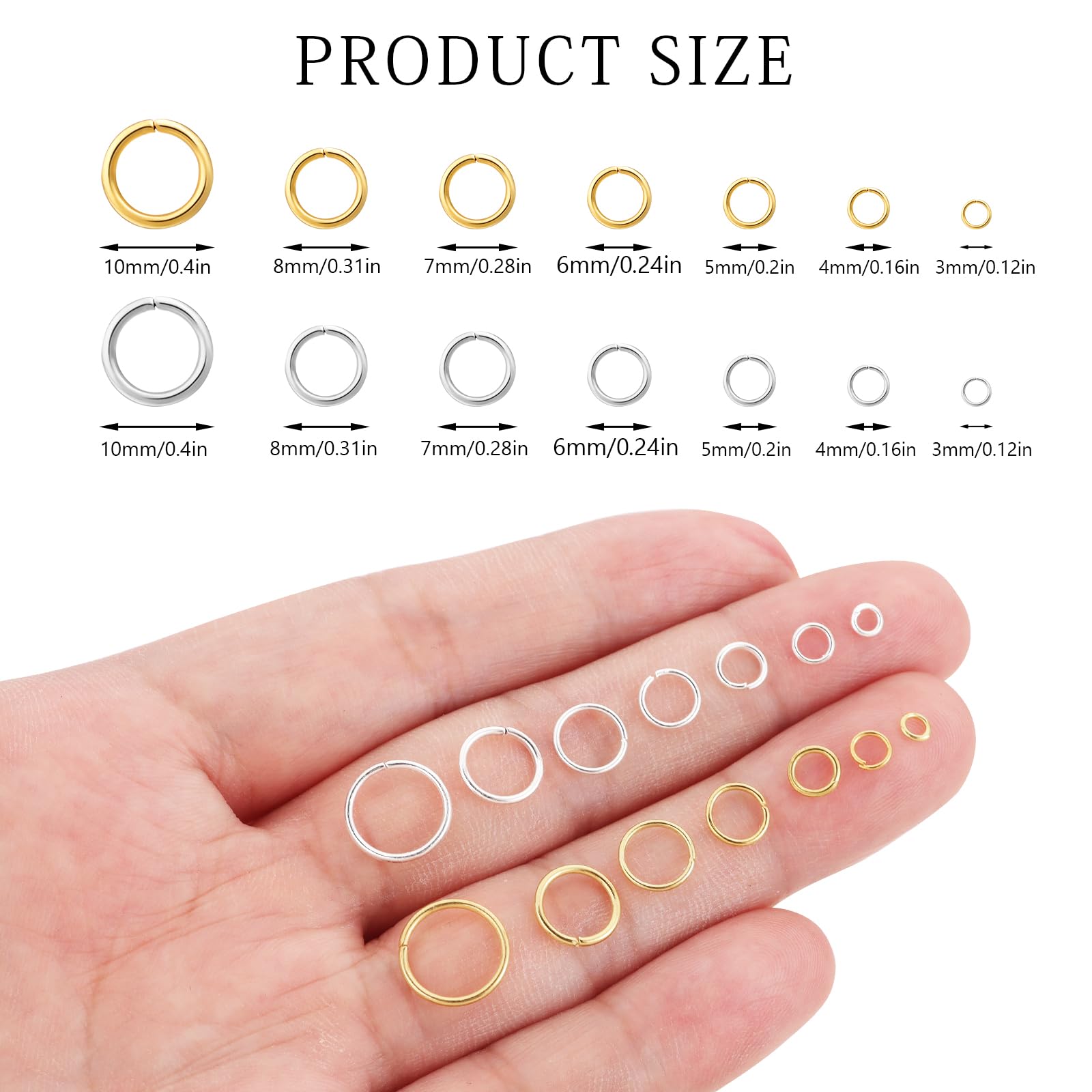 100 Anelli Aperti Tondi Per Gioielli Adabele | Ottone Placcato Oro 14k | Diametro 10mm - 2