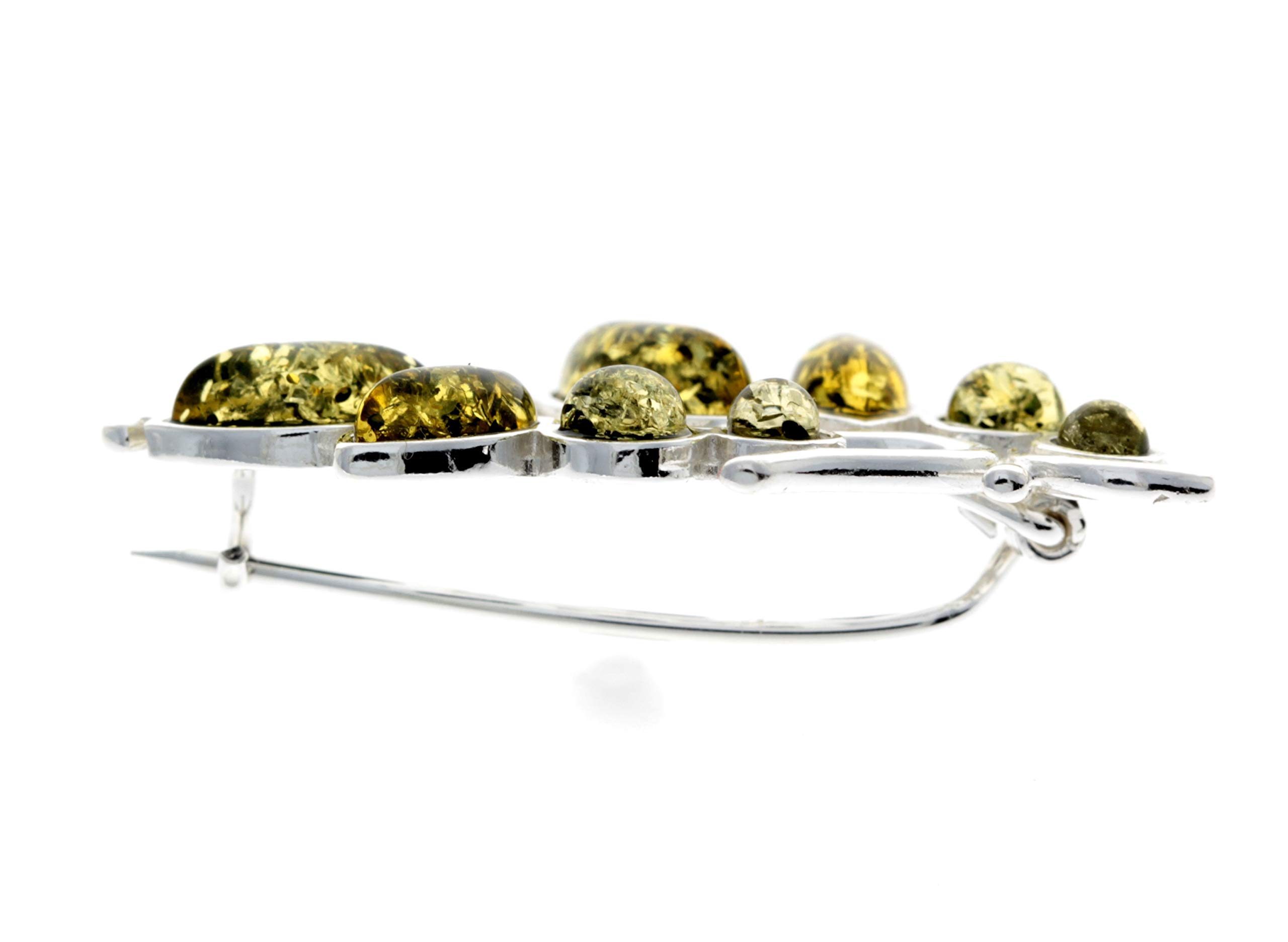 SilverAmber Jewellery UK – Echter baltischer Bernstein & Sterlingsilber exklusive moderne Multistones Brosche – M804, Sterling-Silber Edelstein, Bernstein