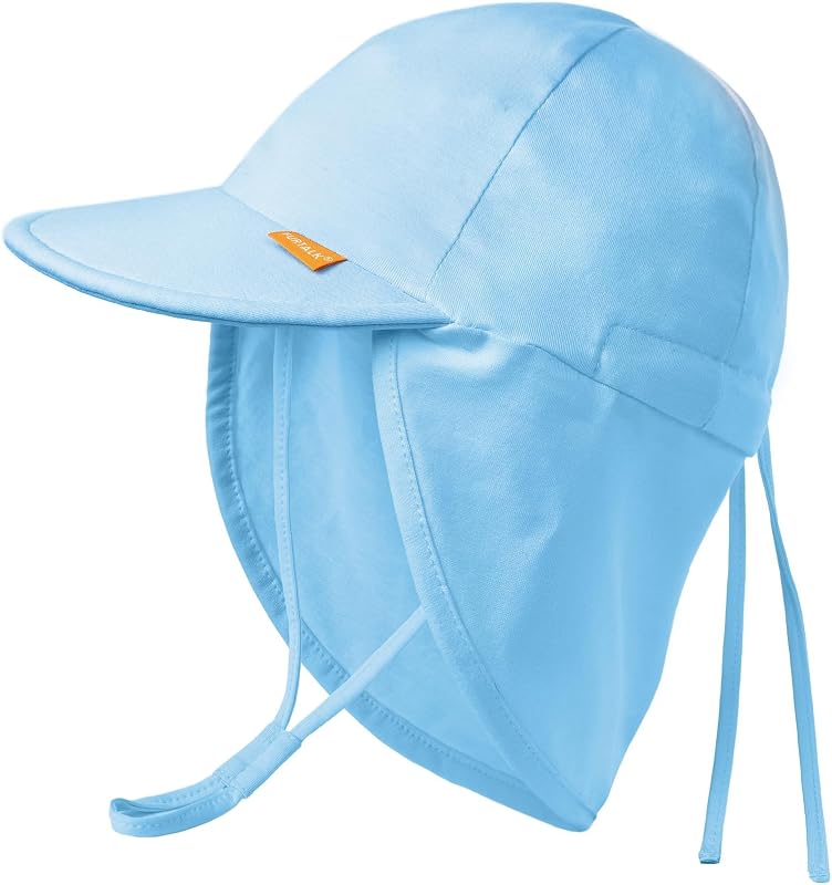 FURTALK Cotton Baby Toddler Sun Hat UPF 50+ UV Protection Kids Unisex Girls & Boys Summer Cap with Adjustable Chin Strap Neck Flap
