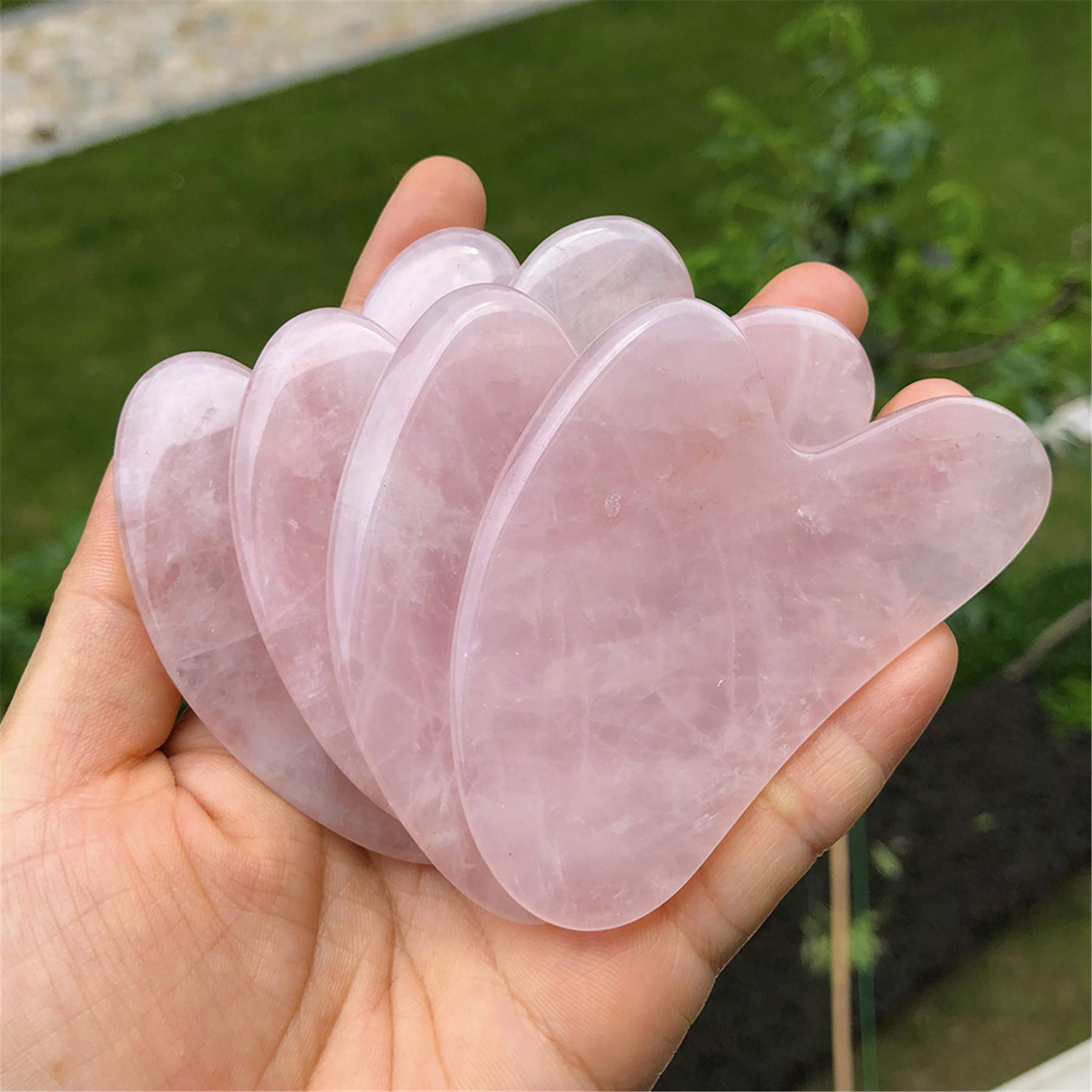 Raschietto per massaggio facciale in cristallo di quarzo rosa naturale, giada gua sha, raschiatore per pietra, per ridurre le linee sottili e le rughe, per donne e uomini