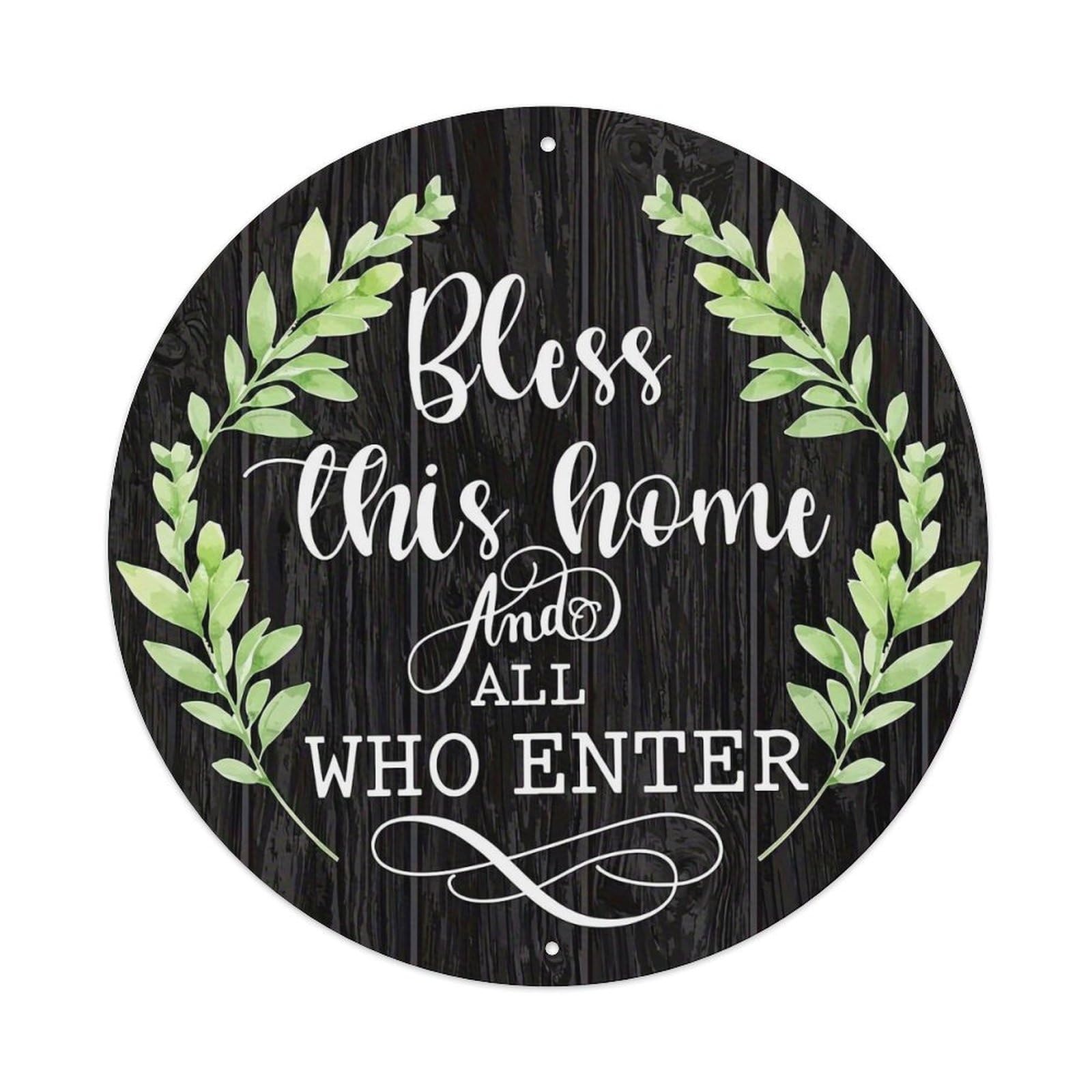 Bless This Home And All Who Enter Metal Tin Sign Plaque