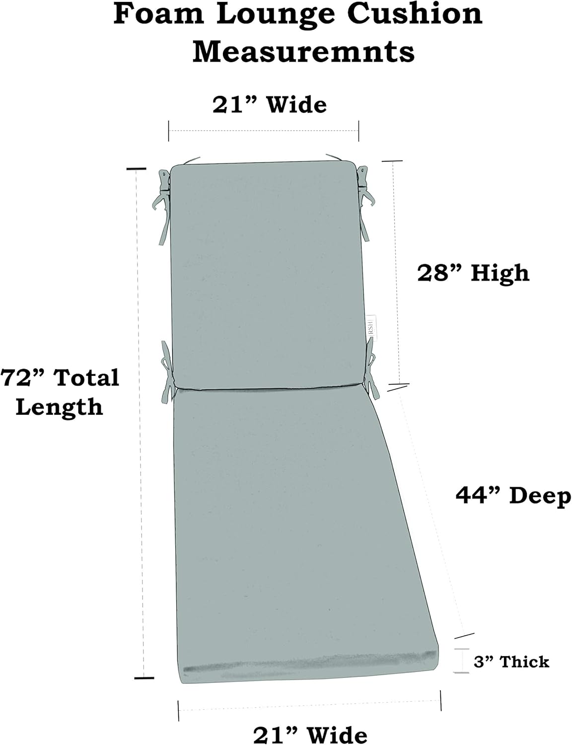 RSH DECOR: Foam Chaise Lounge Seat Cushion | 72” x 21” x 3” | All-Weather Spun Fabric | Water and Fade-Resistant | Outdoor Chair Cushion for Patio Furniture | Veranda Blue & White Stripe