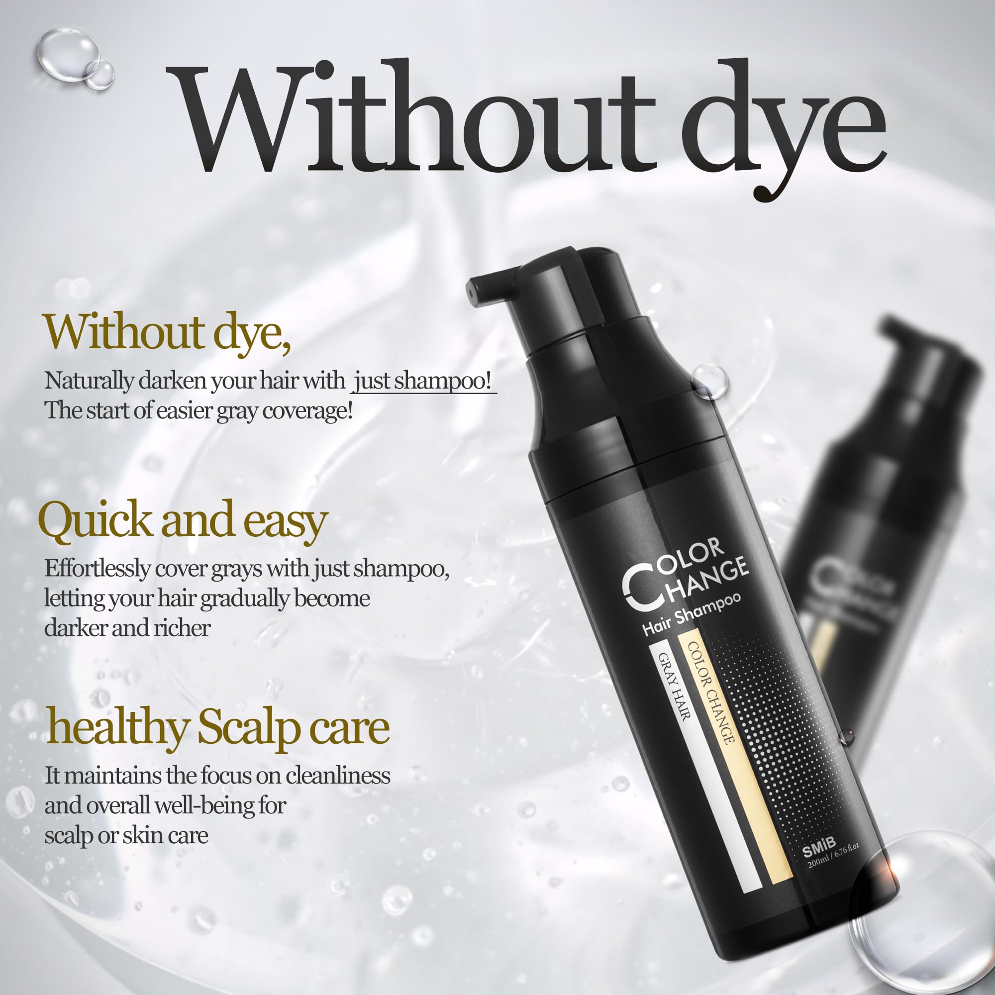 SMIB ColorChange Shampoo – Hypoallergenic, Gentle Hair Dye, Helps Blend Gray Hair Naturally, Nourishes Hair & Scalp (6.76 fl oz)