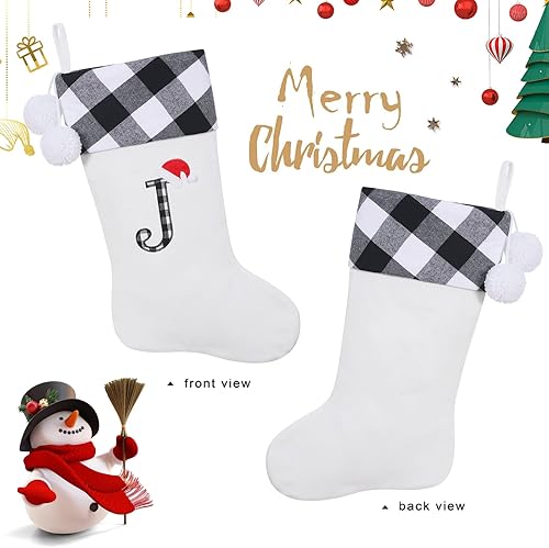 Miniatura 67 de Calcetines de Navidad bordados con monograma inicial de 20 pulgadas, decoración de Navidad, calcetines personalizados, decoración de temporada Negro