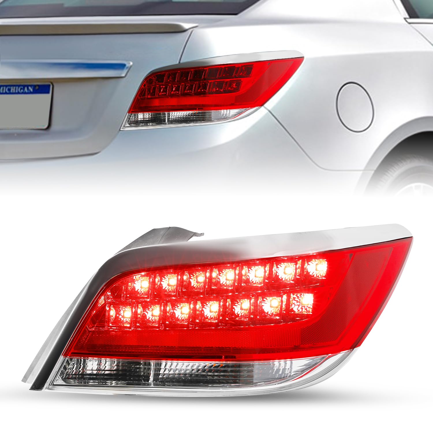 SOCKIR Fit for 2010-2013 Buick Lacrosse & Allure Tail Light Assembly Replacement Outer LED Rear Taillight OE Direct Brake Tail Lamp RH (Right