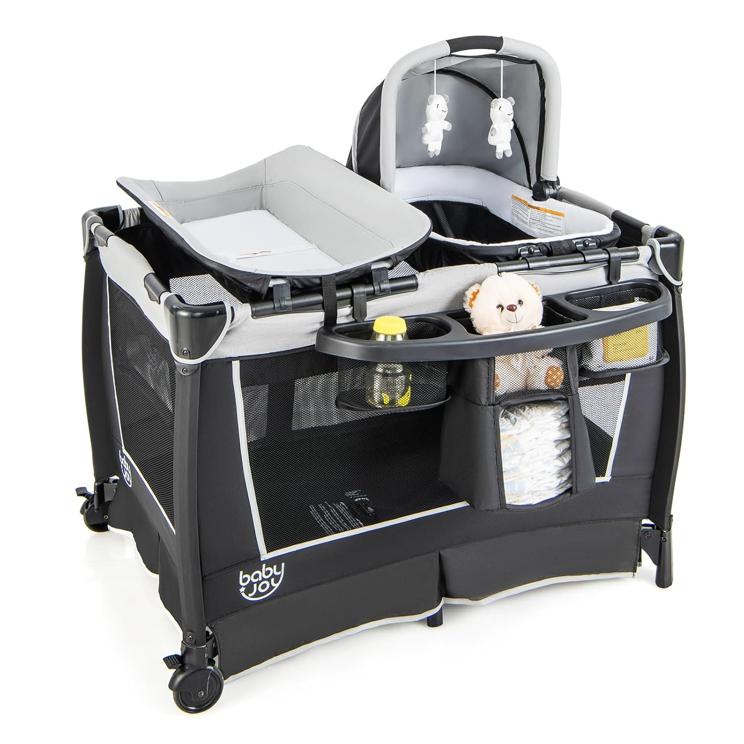 BABY JOY 4 in 1 Pack and Play, Portable Infant w