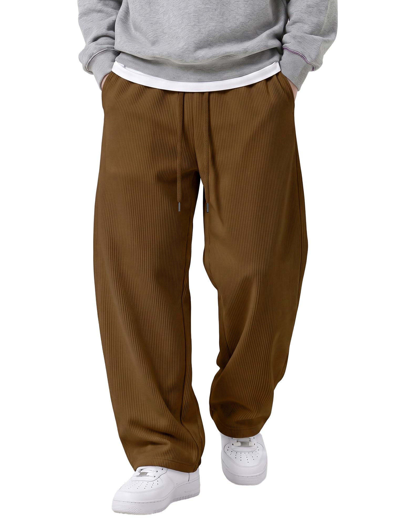 JMIERR Cordhose Herren Baggy Jogginghose Casual Warme Hosen | Weite Hose Herren,Leicht Gefütterte Freizeithose,lockerer Streetwear Stil,Elastischer Bund und Tunnelzug,Herbst Winter