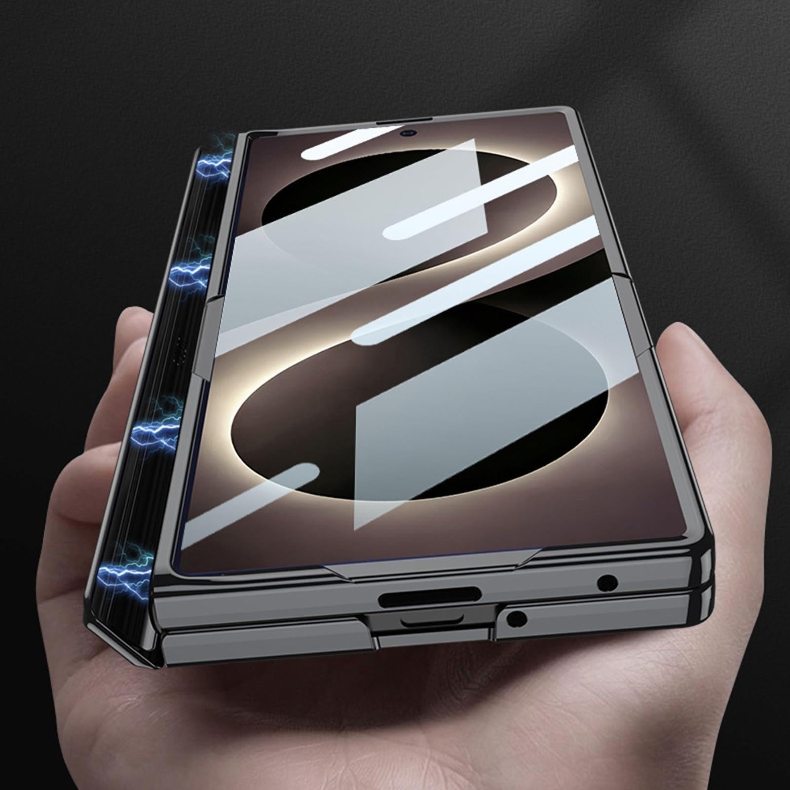 Custodia Per Samsung Galaxy Z Fold 8 Ultra, Ultra Sottile Antiscivolo Case | With Proteggi Schermo Antiscivolo Staffa Custodia(Gold)