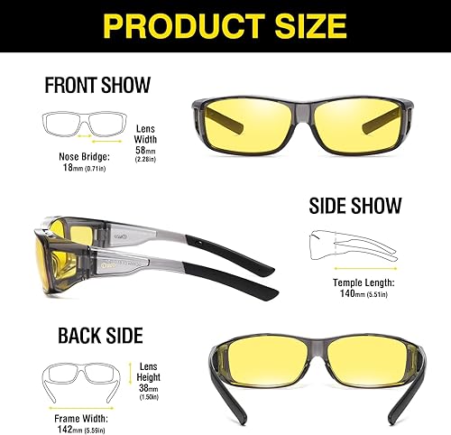 Miniatura 2 de DUCO Lentes de conducción de visión nocturna para hombres y mujeres, antirreflejos, polarizados, amarillos, lentes nocturnos, 8953Y