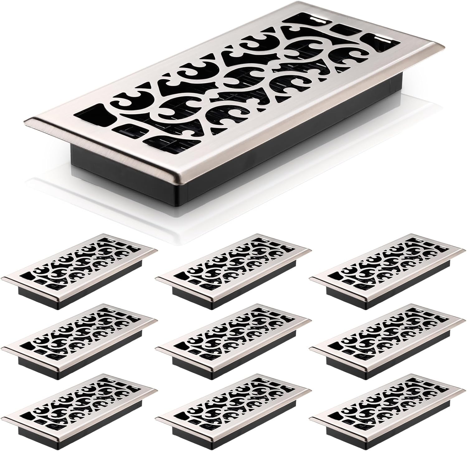 MorningRo 10 Pcs Heavy Duty Floor Registers Carbon Steel Walkable Floor Vent Covers Easy Adjust Air Flow Vents Floor Decoration For Home Heater Air Grilles Vents Supply Nickel 4 X 10 Inch - View #4