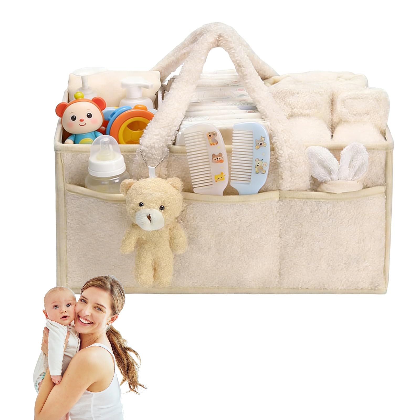 Noaya Large Capacity Nappy Caddy Organizer - Multi Functional Nursery Storage Baskets, Beautiful Practical Baby Caddy Organizer, Convenient to Carry Baby Baskets, Organiser for Mum to Be