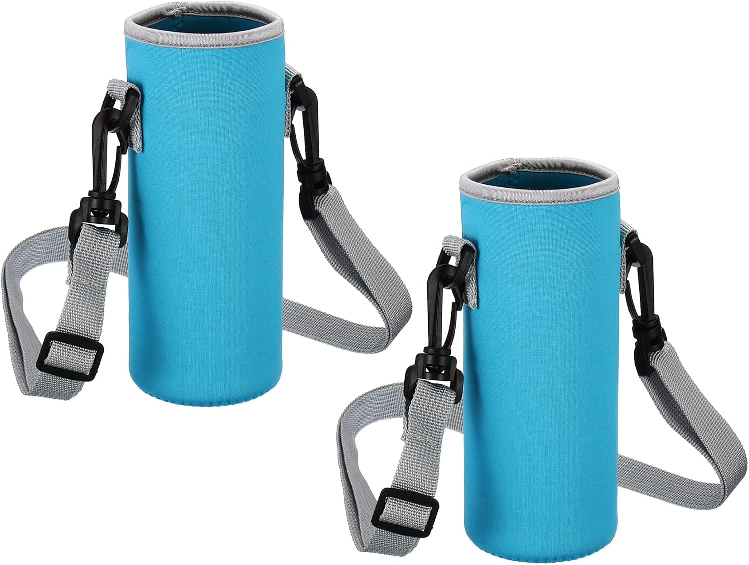 67mmx185mm Water Bottle Sling Bag, 2 Pack Neoprene Portable Insulated Bottle Holder Carrier with Adjustable Shoulder Strap, Blue