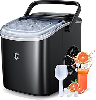 EASYERA Ice Maker Countertop, Portable Ice Machine 9 Cubes in 6 Mins, 26 lbs in 24 Hrs,Two Sizes of Bullet Ice Self-Cleani...