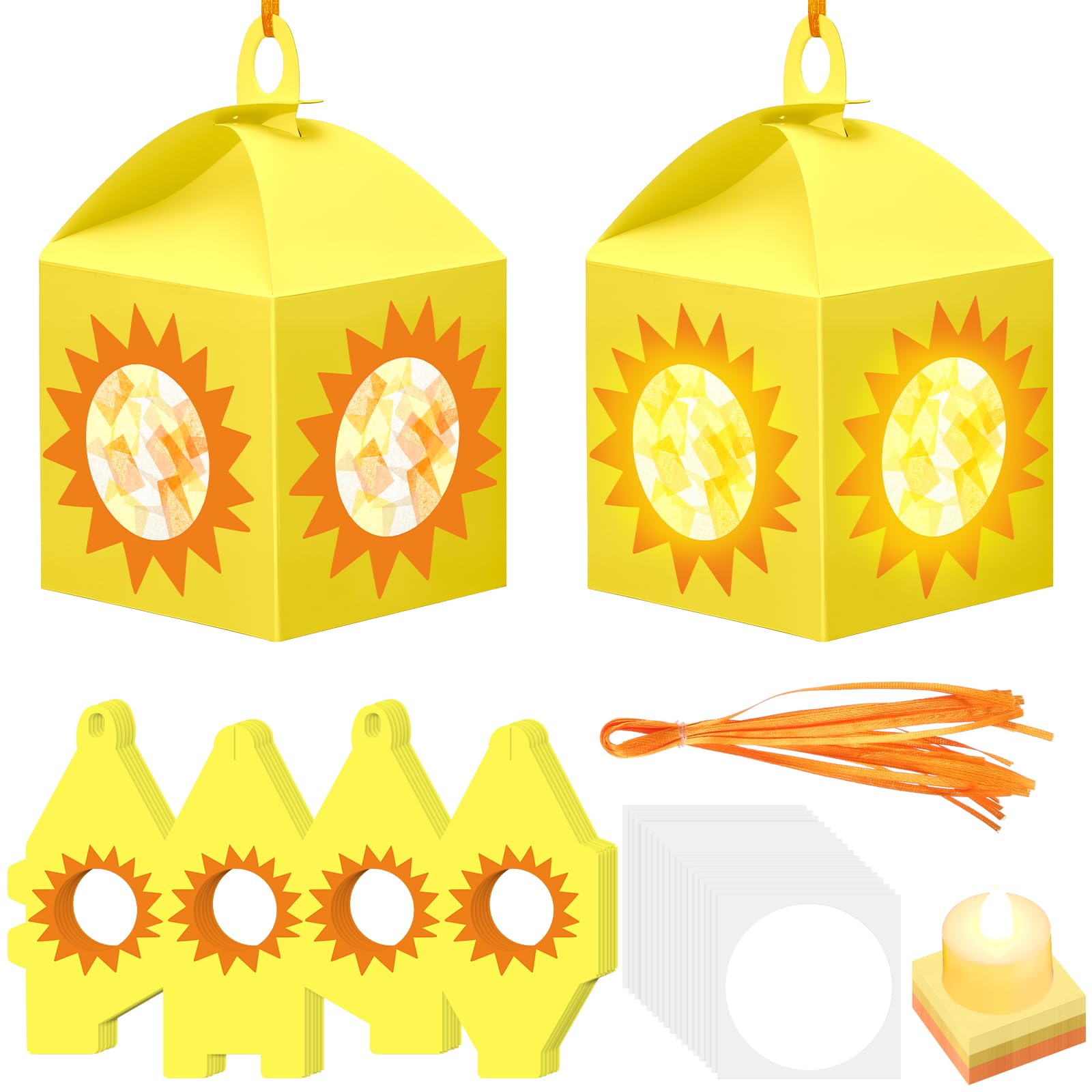 Simgoing 12 Sets Sun Lantern Crafts Kit with LED Lights