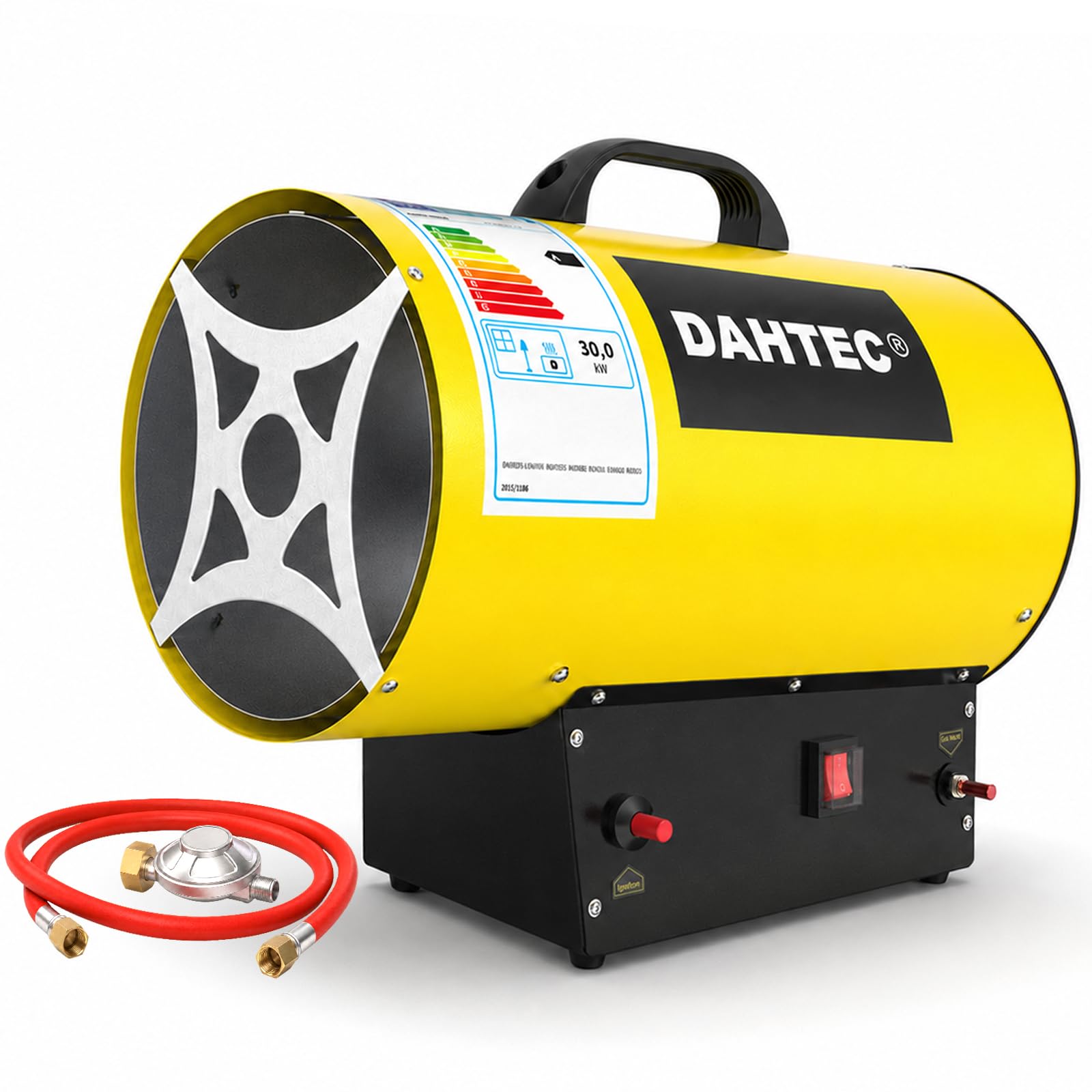 Riscaldatore Mobile a Gas 30 kW - Cannone Termico - Termoventilatore a Gas - Riscaldamento Radiante - Accensione Piezoelettrica - per Cantieri, Officina, Serra