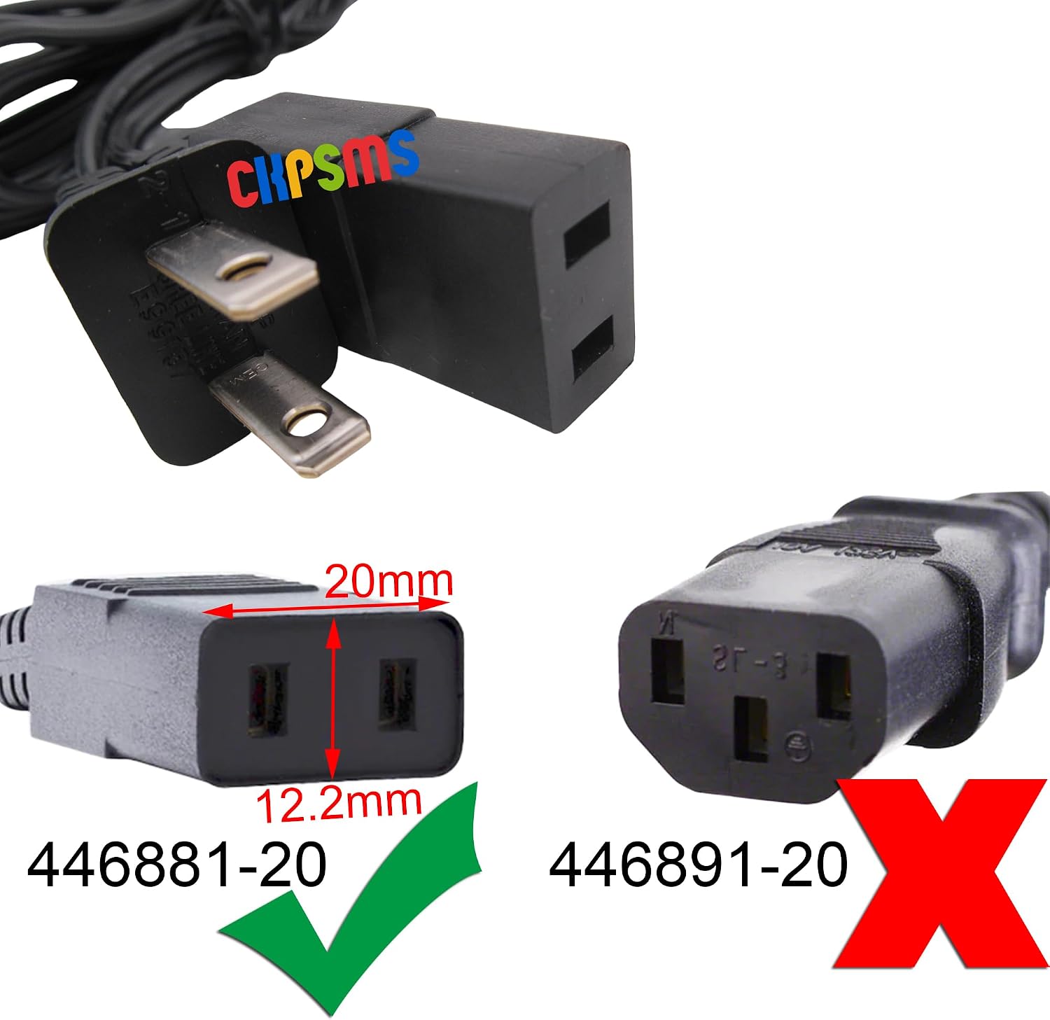 CKPSMS Brand -1PCS Power Cord #446881-20 Compatible with/Replacement for Bernina Brand 1070,1080,1260 Elna Brand 5000 6000 7000 8000 9000 Club/Diva