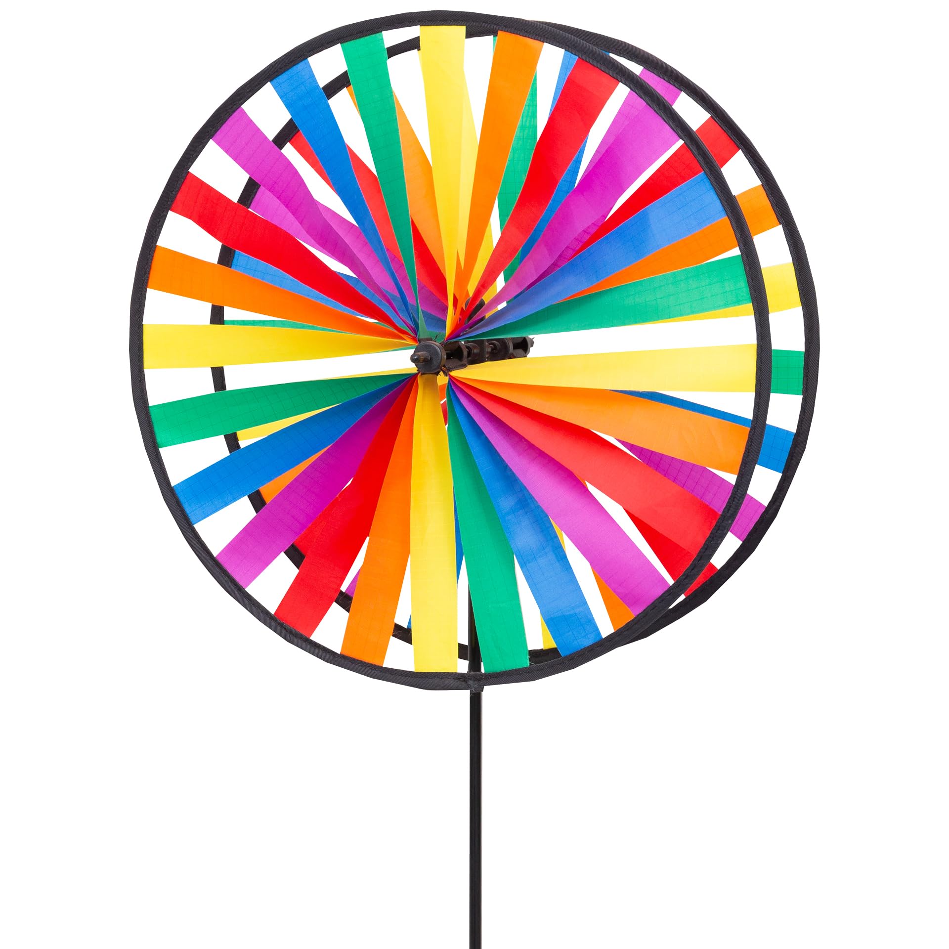 HQ Design Windspiration - Magic Wheel, UV-beständige und wetterfeste Windspiel Deko für Garten, Terrasse und Balkon, inklusive Standstab (Duett)