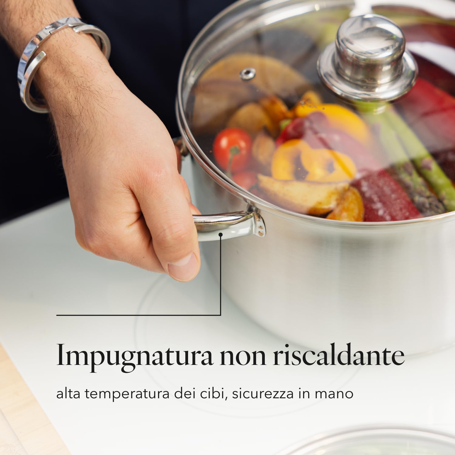 FLORINA Set Pentole POLPO I Set di Pentole 8 Pezzi I Acciaio Inox di Alta Qualità I Coperchio in Vetro e Misurino I Adatte alla Lavastoviglie I Ideali per Piano Cottura a Induzione, Gas, Elettrico
