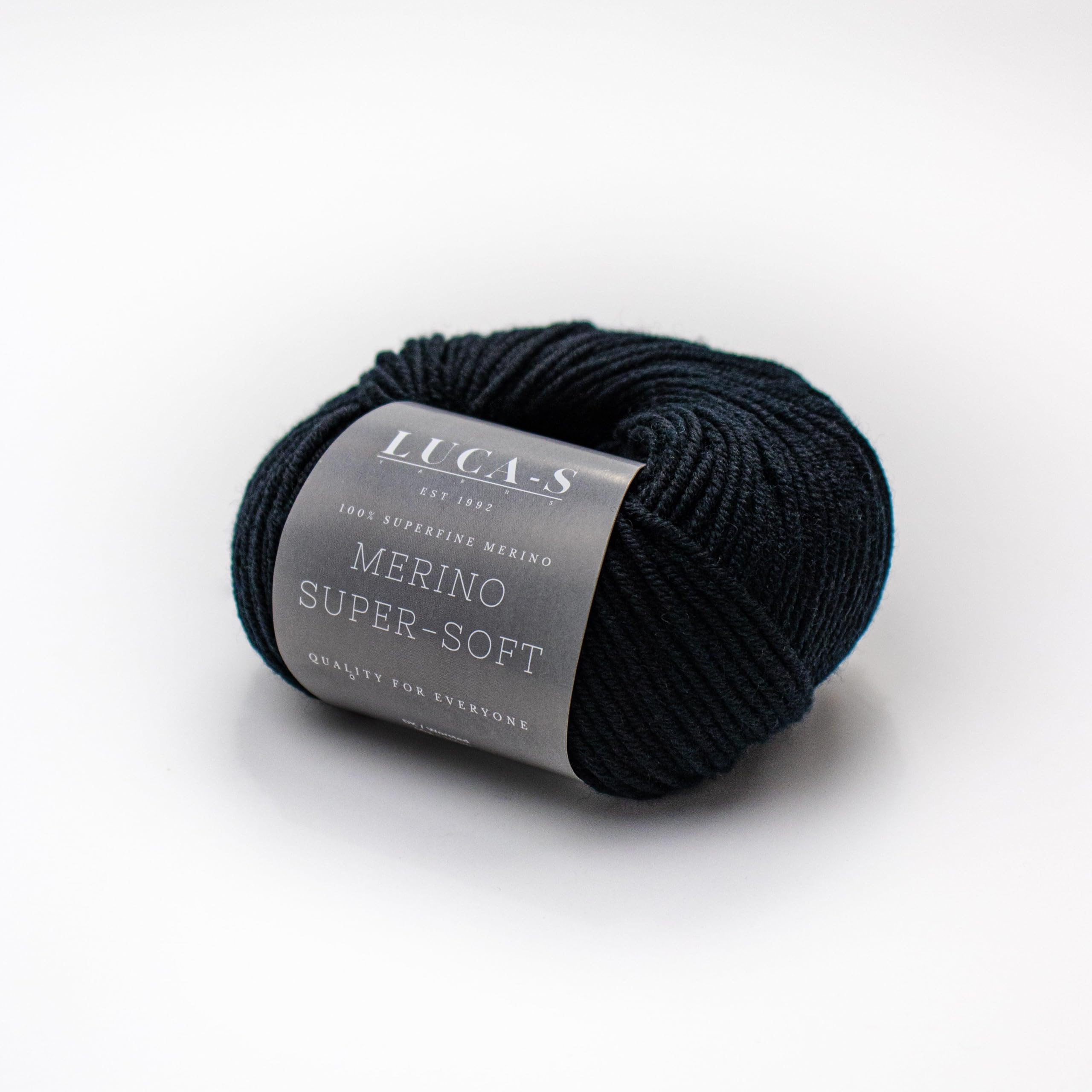 2PCs Superfine Merino DK Yarn for Knitting and Crocheting Super Soft Superwash 100% Merino Wool 50g Ball, Black (03), 2 Units