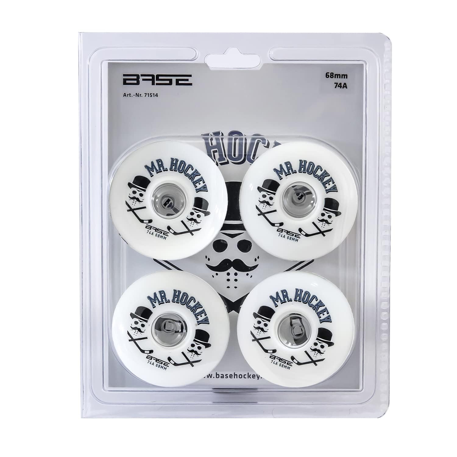 Base Indoor Inlinerrollen Ruote Mr. Hockey PRO | Durezza 74A | Presa Forte | Bianco | Adatto per Tutte Le Marche di Pattini in Linea | 80 mm Unisex Adulto