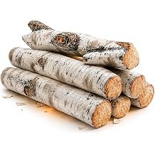 6PCS Gas Fireplace Logs Set Ceramic White Birch Log for Gas Fireplace, Outdoor Firebowl, Electric Gas Fireplaces, Vented, Linear Fire Pits Ceramic Fiber Fake Wood Logs, Large Birch Logs