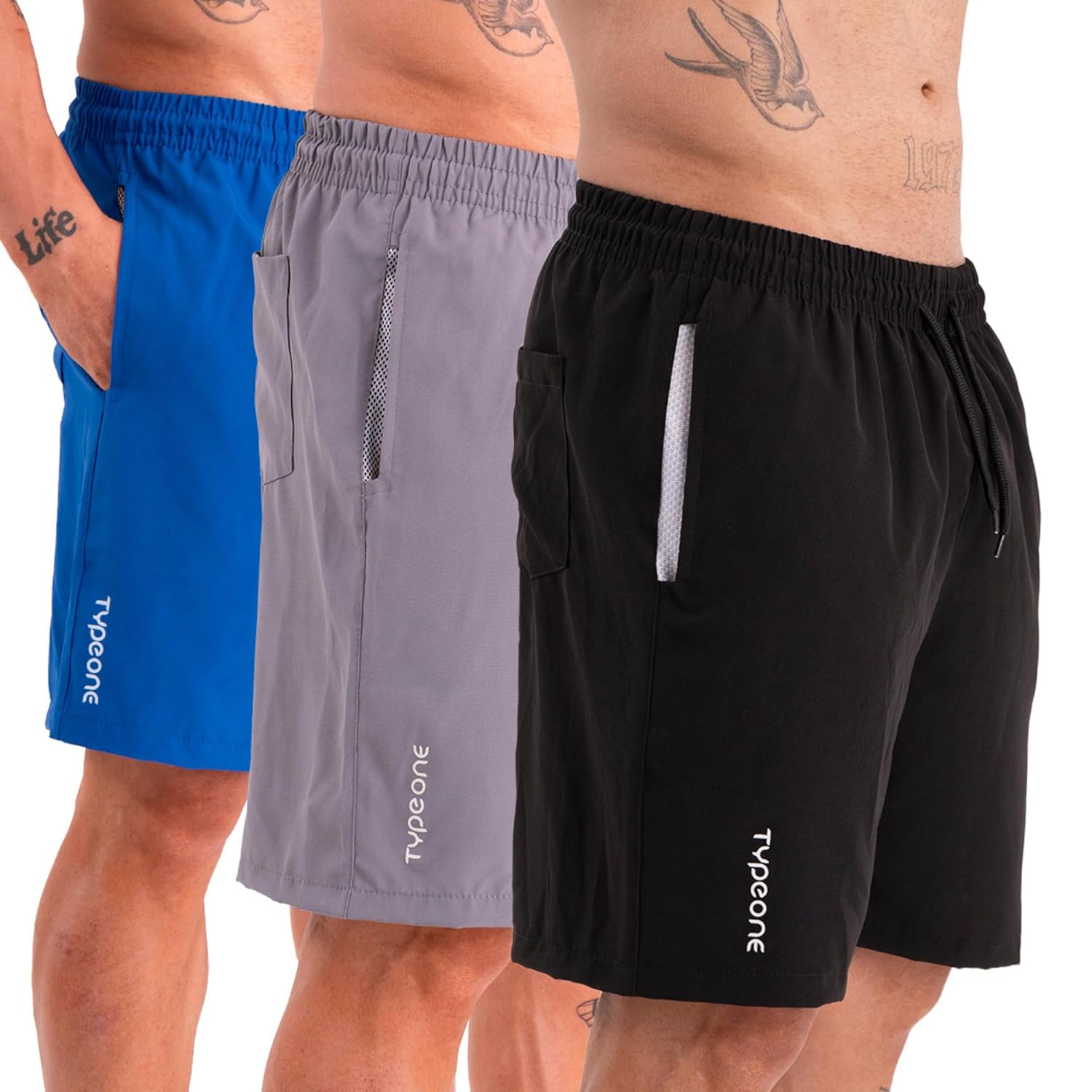 Kit 3 Bermuda Esportiva Masculina Tactel Com Elastano Shorts Com Bolso Anti Areia