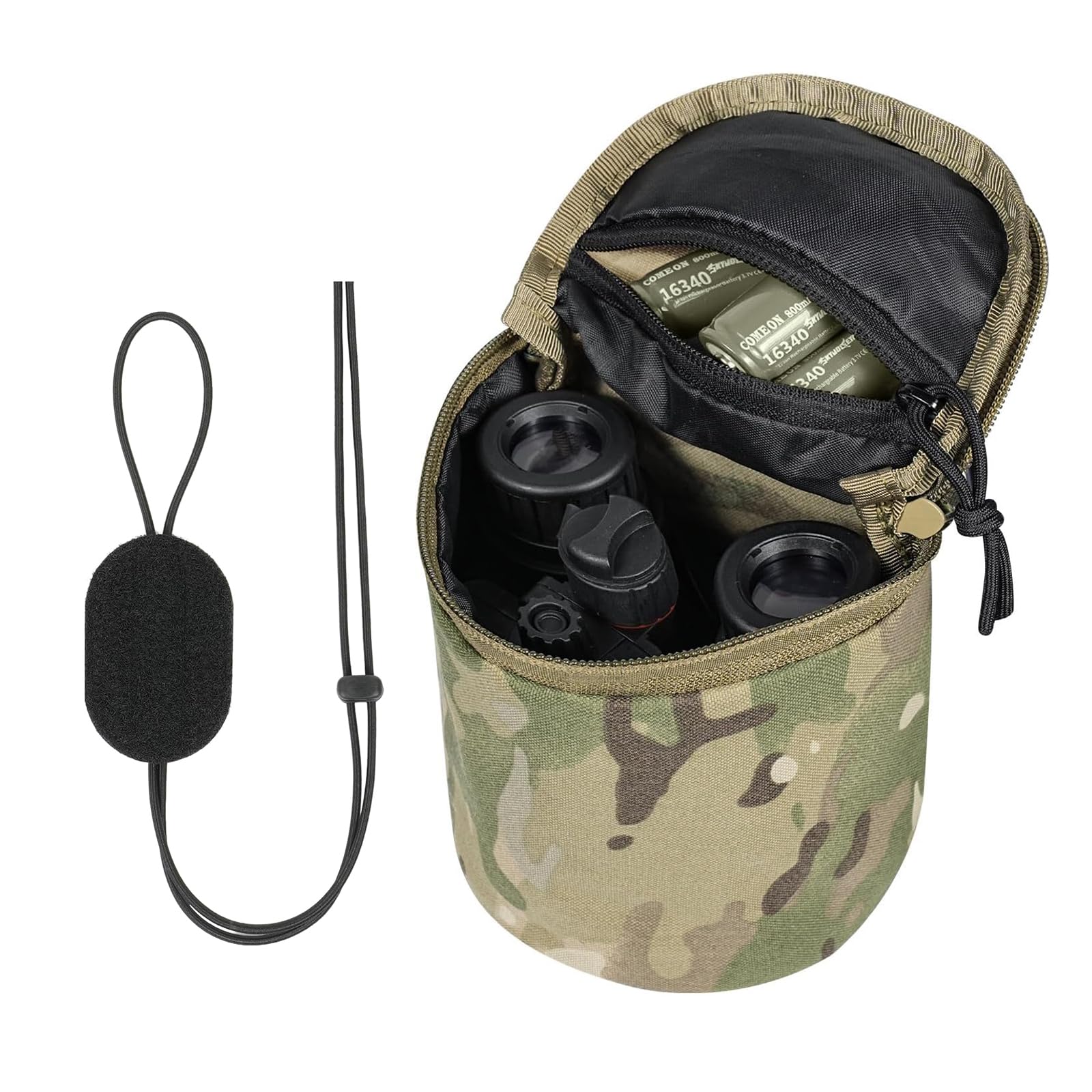 LONLOKE Tactical NVG Pouch，MOLLE Night Vision Carrying Case，Soft Padded Multi-Purpose Utility Pouches. (MC+ NVG Lanyard)