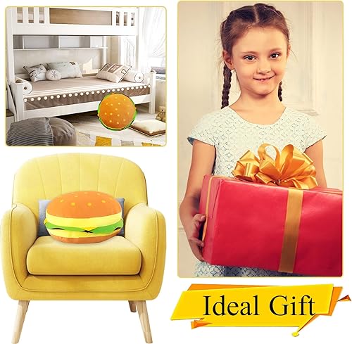 Miniatura 3 de Hamburguesa de peluche hamburguesa con queso de peluche de comida y pan almohada suave regalos para niños 11.8
