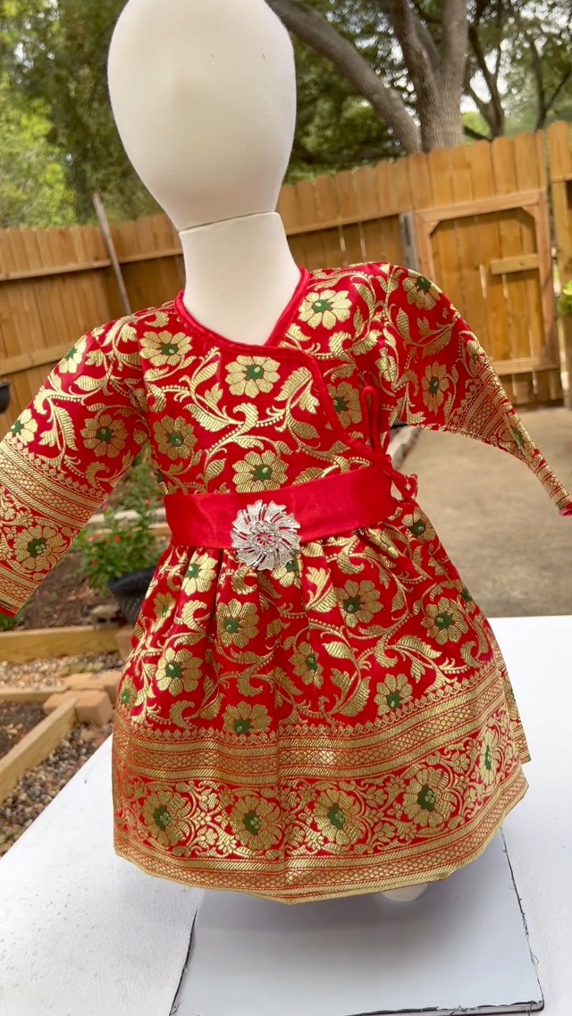 Amazon.com: Pasni Dress for Baby Gril| Nepali Attire| Red Brocade/Dupatta  Rice Feeding Outfits: Clothing, Shoes & Jewelry